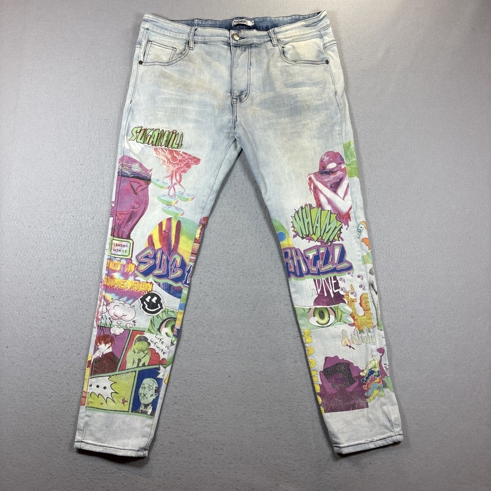 Sugarhill Lucid Dreams Light Wash Denim Jean Men Skinny Slim Fit Stretch Size 40